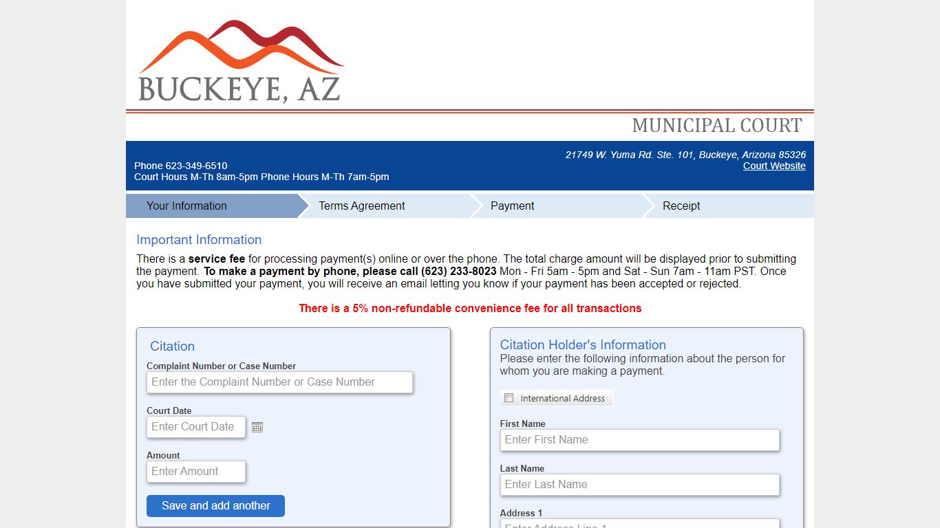 Pay Tickets Online - Buckeye, Arizona, Buckeye Municipal Court